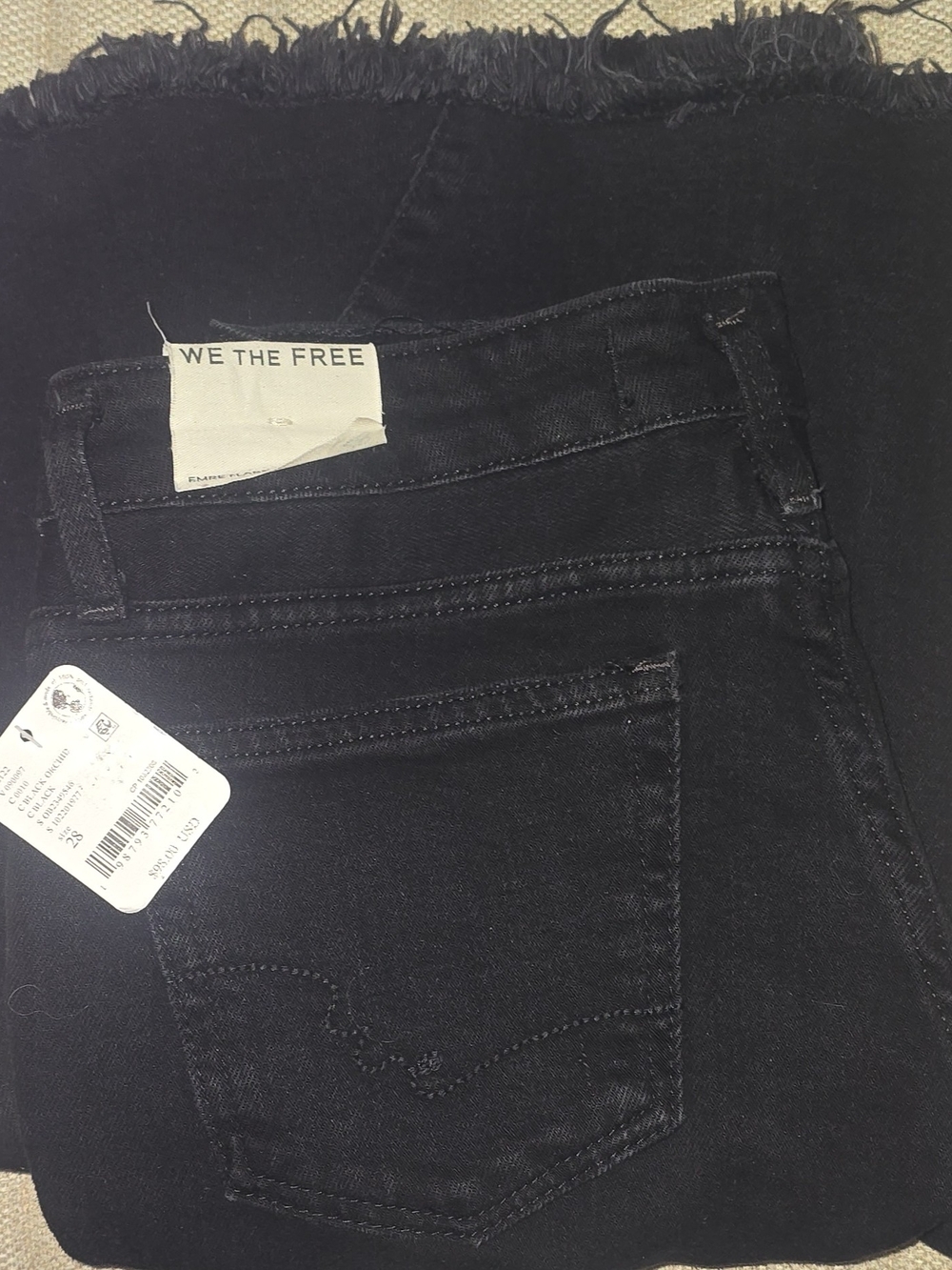 We The Free Emre Flare Black Orchid Denim Jeans Stretch Fringe Flared Women 28
